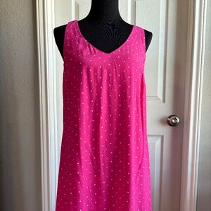 Loft - Pink dotted Sleeveless Swing Dress - Medium